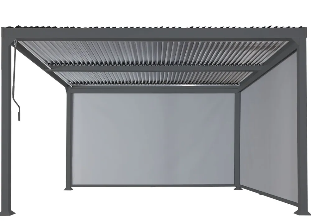 Seitenwand für Pergola -L41, Pavillon Rollo Ersatzseitenwand, Stoff/Textil 3x3,7m ~ anthrazit ^ MCW Outlet