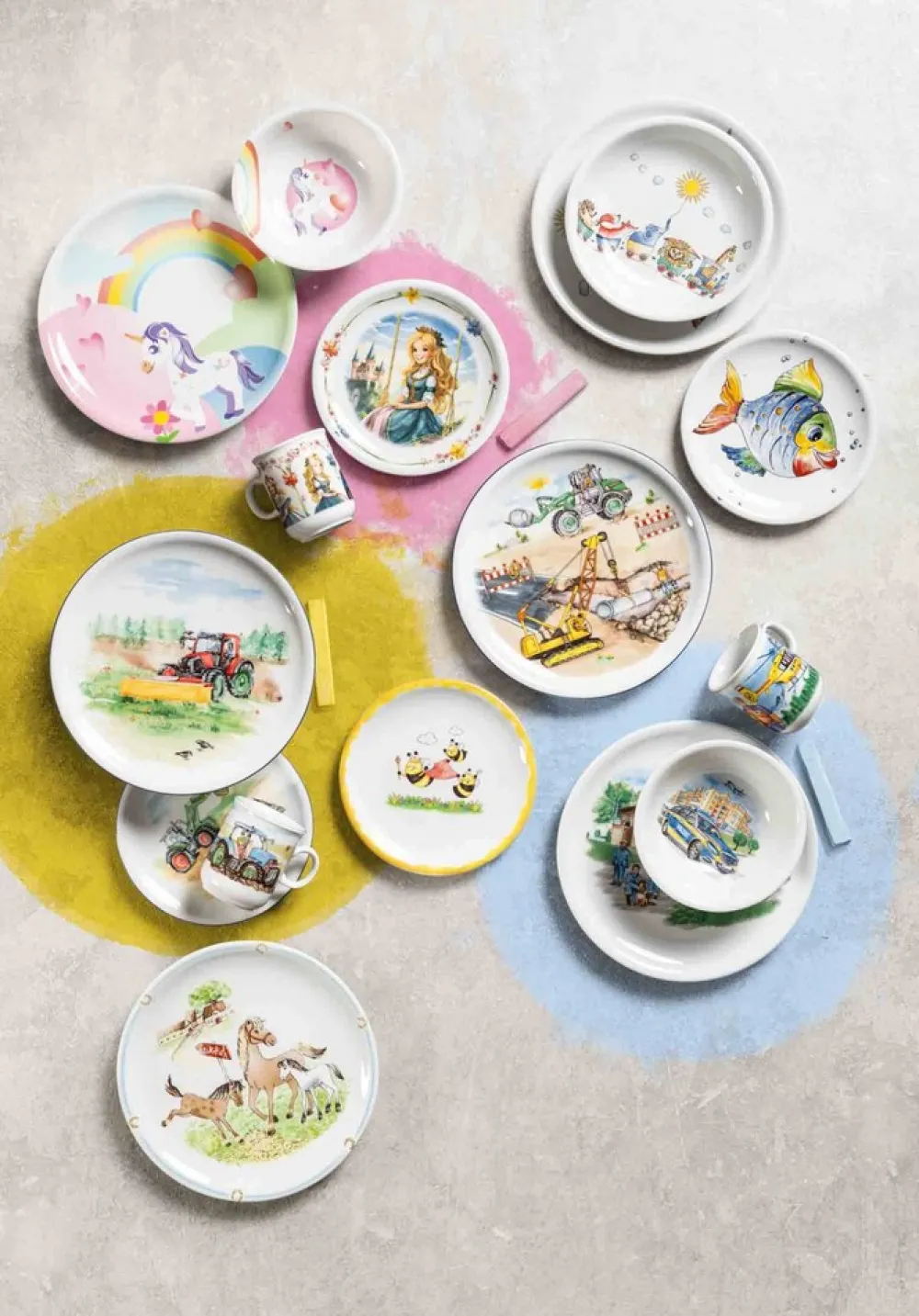 Seltmann Weiden Kindergeschirr Set Compact Blaulicht 3er Set bunt New