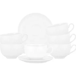 Seltmann Weiden Milchkaffeetassen mit Untertassen Amina 350 ml 6er Set Weiß Discount