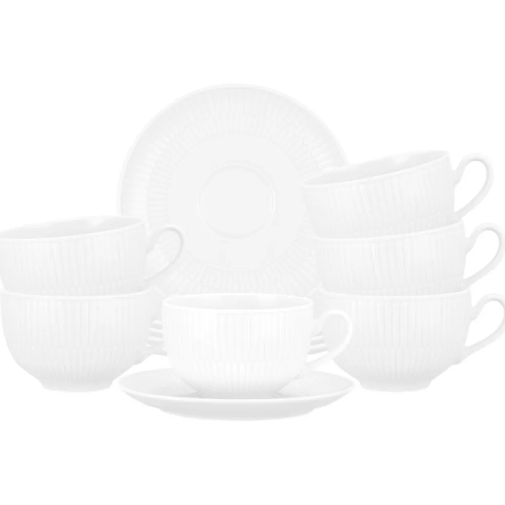 Seltmann Weiden Milchkaffeetassen mit Untertassen Amina 350 ml 6er Set Weiß Discount