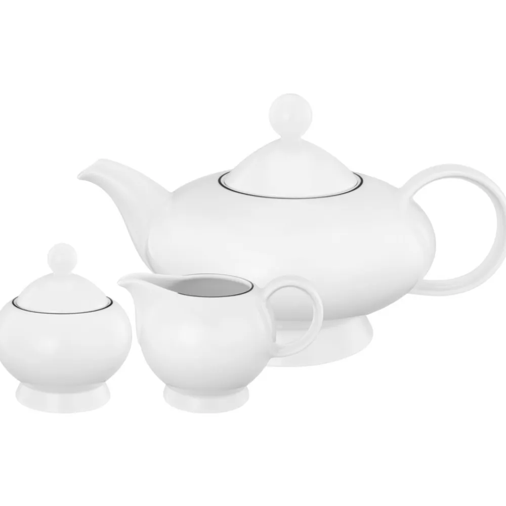Seltmann Weiden Teekannen-Set Lido Black Line 3er Set weiß Hot