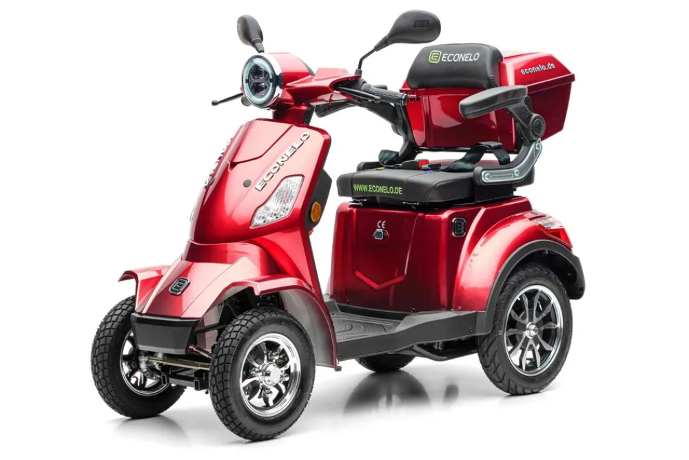 ECONELO Seniorenmobil P4000, Blei-Akku, 25 km/h, 1000 Watt, Rot
