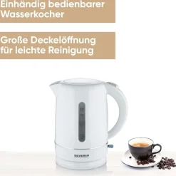 Severin WK 4325 Wasserkocher (1,7 Liter, 2200 W, Kunststoff, weiß, kabellos, Kontrollleuchte) Outlet