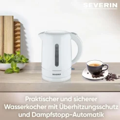 Severin WK 4325 Wasserkocher (1,7 Liter, 2200 W, Kunststoff, weiß, kabellos, Kontrollleuchte) Outlet