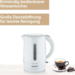 Severin WK 4325 Wasserkocher (1,7 Liter, 2200 W, Kunststoff, weiß, kabellos, Kontrollleuchte) Outlet