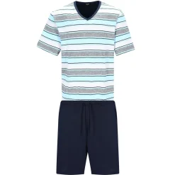 hajo Shorty Preiu Cotton Herren Pyjaa Blau New