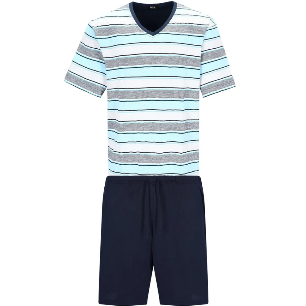 hajo Shorty Preiu Cotton Herren Pyjaa Blau New