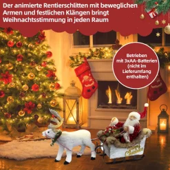 Animierter Rentierschlitten mit Weihnachtsmann CD2417 ^ SHX Sale