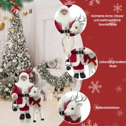 SHX Animierter Weihnachtsmann mit Rentier CD2410 Clearance