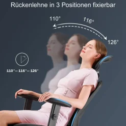 Bürostuhl Schreibtischstuhl, ergonomisch, verstellbare Lordosenstütze, 150kg belastbar ~ ohne Fußstütze, grau ^ SIHOO Best