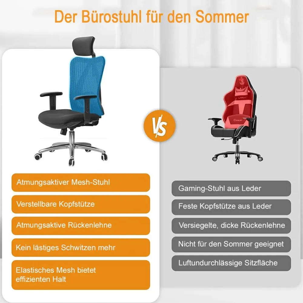 Bürostuhl Schreibtischstuhl, ergonomisch, verstellbare Lordosenstütze, 150kg belastbar ~ ohne Fußstütze, grau ^ SIHOO Best