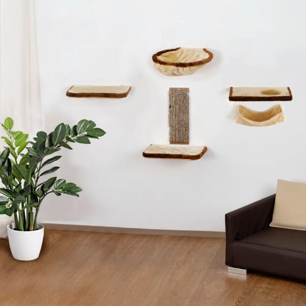 Silvio Design Katzen-Kletterwand 6-teilig beige-braun Discount