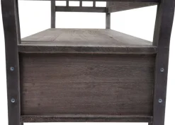 MCW Sitzbank H207, Bank Truhenbank Holzbank Aufbewahrungstruhe, Staufach Kissen Holz 119cm ~ grau-braun, shabby Best