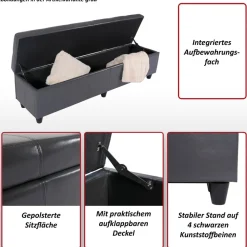 Sitzbank mit Aufbewahrung Arezzo XXL, Leder ~ creme ^ MCW Clearance