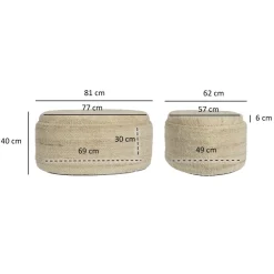 Finebuy Sitzhocker Polsterhocker Wolle mit Stauraum oval 81 cm Braun modern Hot
