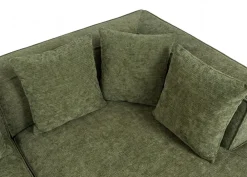 Sofa-Garnitur -Q28, L-Sofa Couch Loungesofa, Stoff Chenille (270 g/m²) Liegefläche rechts 60x310x150cm ~ grün ^ MCW