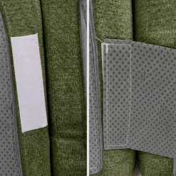 Sofa-Garnitur -Q28, L-Sofa Couch Loungesofa, Stoff Chenille (270 g/m²) Liegefläche links 60x310x150cm ~ grün ^ MCW Outlet