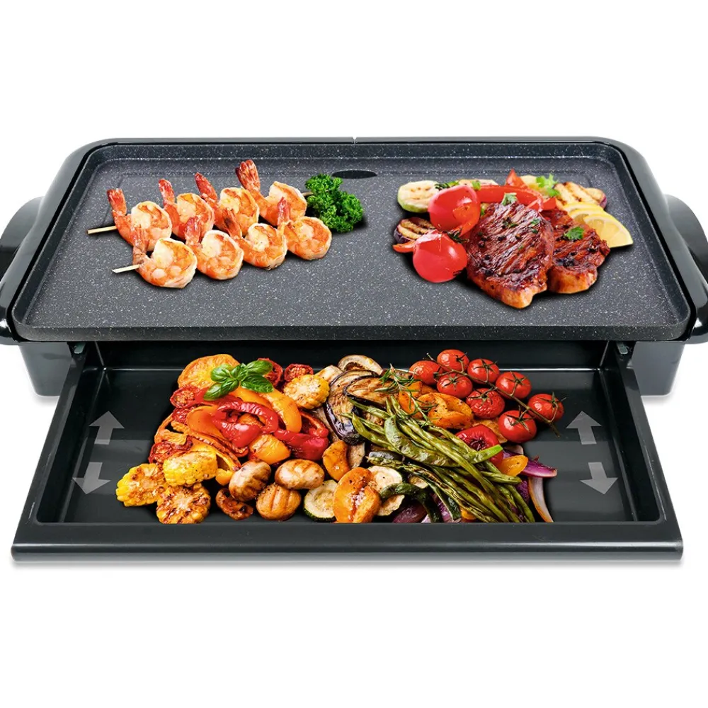 SOGO Elektrischer Tischgrill mit Stone-Finish-Beschichtung - 46x26CM - 2000W New