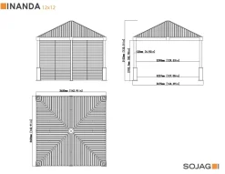 Sojag Aluminium Pavillon Nanda 12x12 Champagner/Taupe Outlet