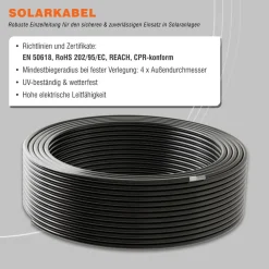 Solarkabel 6mm² schwarz 25m H1Z2Z2-K Solarleitung für Photovoltaik & Solaranlagen ^ Diverse Best