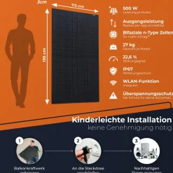 ® 2000Wp / 800W / 5,4kWh Balkonkraftwerk mit Speicher komplett Steckdose - 5,4kWh Anker SOLIX 3 PRO Speicher - Solaranlage Komplettset - 500W Solarmodule & Anker Speicher & Zubehör ^ Solarway Clearance