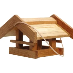 LUXUS-VOGELHAUS Solides Eiche-Vogelfutterhaus "Basis" mit Kordel 31x28x20 New