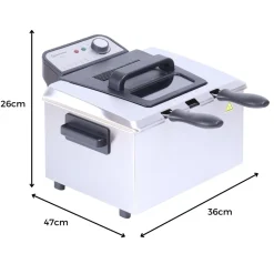 Sommertal XXL Doppel-Fritteuse mit Öl oder Fett – 3 Körbe, 5 Liter, 3000 Watt, Kaltzone, DF3270 – echte Edelstahl Fritteuse für knusprige Pommes