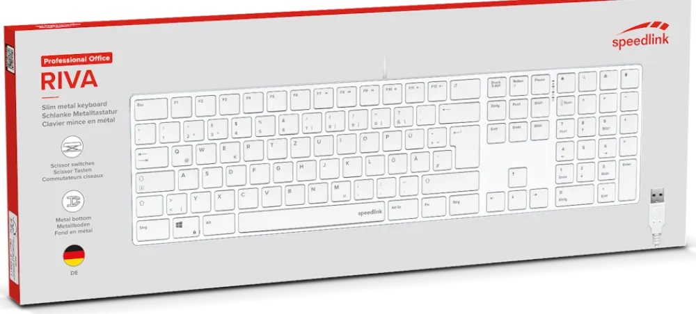 Speedlink RIVA Slim Metal Scissor Keyboard, white - DE Layout Best
