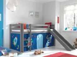 Spielbett Pino inkl. Rutsche mit Textilset Vorhang versch. Designs ^ vipack Sale