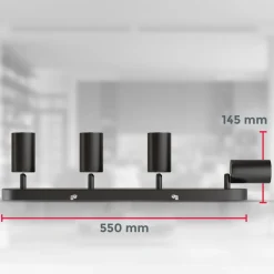 B.K.Licht Spotleuchte, schwarz, 4xGU10/max. 5W exkl. Discount