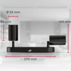 Spotleuchte, schwarz, 2xGU10/max. 5W exkl. ^ B.K.Licht New
