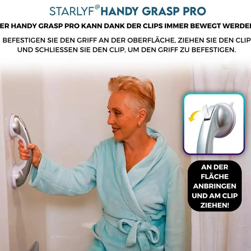 ® Haltegriff für Dusche oder Badewanne - Sauggriff Handy Grasp Pro ^ Starlyf Best