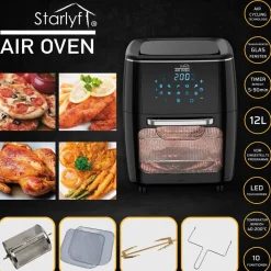 ® Heißluftfritteuse XL mit Drehspieß - Backofen & Fritteuse Air Oven 3in1 ^ Starlyf Outlet