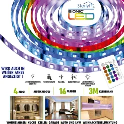 Starlyf ® LED Stripe - Lichtband, Farbwechsel, Fernbedienung, USB, IP65 Bionic LED weiß Discount