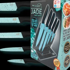 Starlyf ® Messerset 6-tlg. mit Acryl Messerständer Jade Knife Series + Stand türkis New
