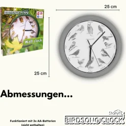 Starlyf ® Wanduhr - Uhr mit natürlichen Vogelstimmen Birdsong Clock grün Best