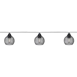 Star Trading Star - Solar-Lichterkette Sunlight, 8-flammig, Schwarz - LED-Deko-Leuchten aus Metallgeflecht mit warmweißem Filament-Licht, solarbetrieben mit Akku - ideal für Garten & Balkon