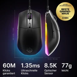 SteelSeries Rival 3 Gen 2 - Schwarz Gaming-Maus New