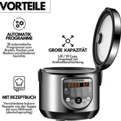digitaler Multikocher 5L Edelstahl 900W inkl. Rezeptbuch ^ Steinborg Discount