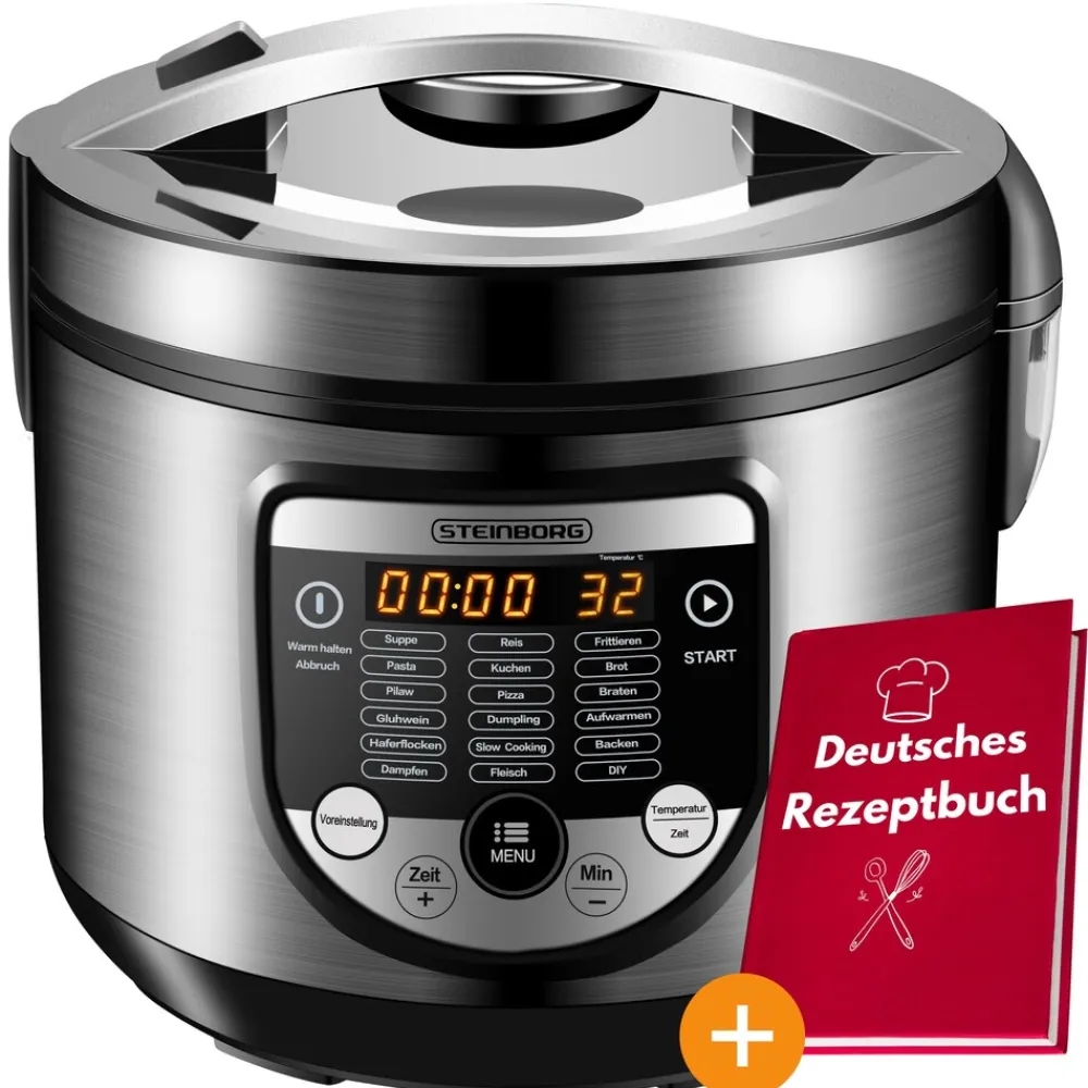 digitaler Multikocher 5L Edelstahl 900W inkl. Rezeptbuch ^ Steinborg Discount