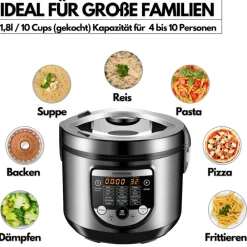 digitaler Multikocher 5L Edelstahl 900W inkl. Rezeptbuch ^ Steinborg Discount
