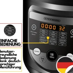digitaler Multikocher 5L Edelstahl 900W inkl. Rezeptbuch ^ Steinborg Discount