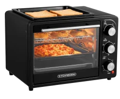 3in1 Minibackofen 20L mit Grillplatte Umluft 1300W schwarz ^ Steinborg New