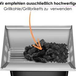 Klappgrill Laptopgrill Campinggrill Hitzebeständig schwarz ^ Steinborg