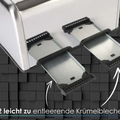 4 Scheiben Edelstahl Toaster mit Brötchenaufsatz 1630W ^ Steinborg Outlet