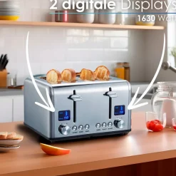 4 Scheiben Edelstahl Toaster mit Brötchenaufsatz 1630W ^ Steinborg Outlet