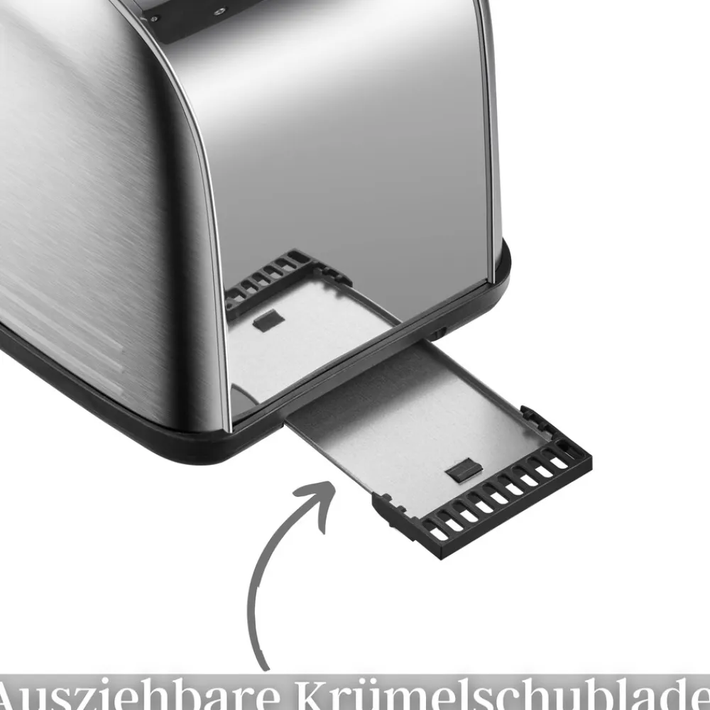 Steinborg 2 Scheiben Edelstahl Toaster mit Brötchenaufsatz Krümelschublade 850W Sale