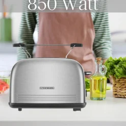 Steinborg 2 Scheiben Edelstahl Toaster mit Brötchenaufsatz Krümelschublade 850W Sale