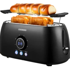 Steinborg 4 Scheiben XXL Toaster Digitales Display m. Brötchenaufsatz Hot