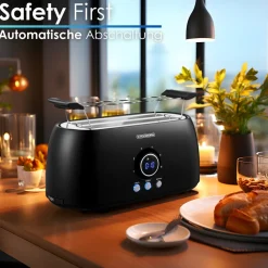 Steinborg 4 Scheiben XXL Toaster Digitales Display m. Brötchenaufsatz Hot
